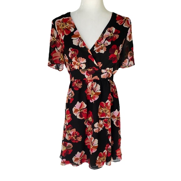 Madewell Floral Tulip Sleeve Faux Wrap Mini Dress in French Rose - 4 - Picture 5 of 16